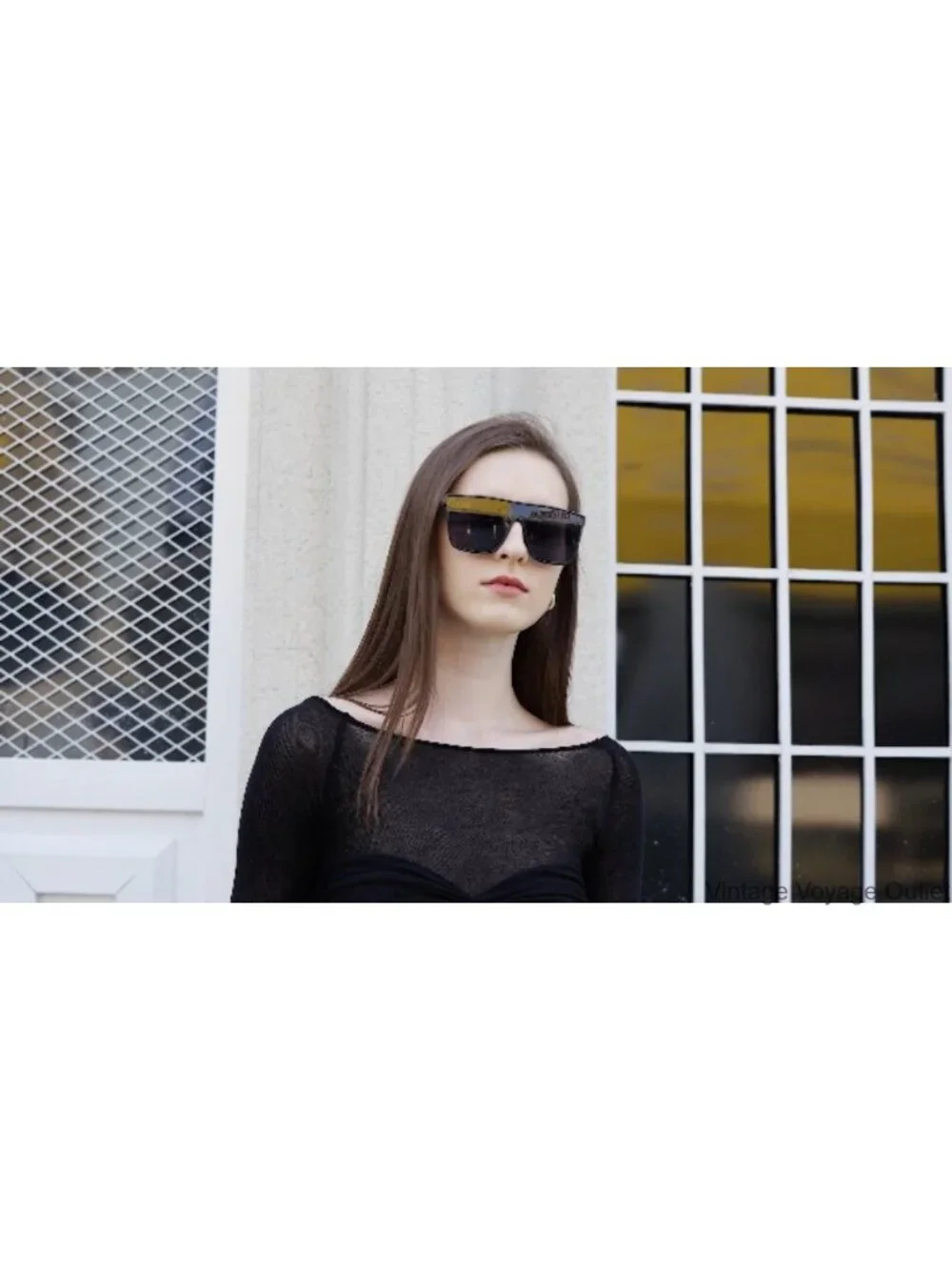 Oversized Square Sunglasses Retro Flat Top Shield UV Protection